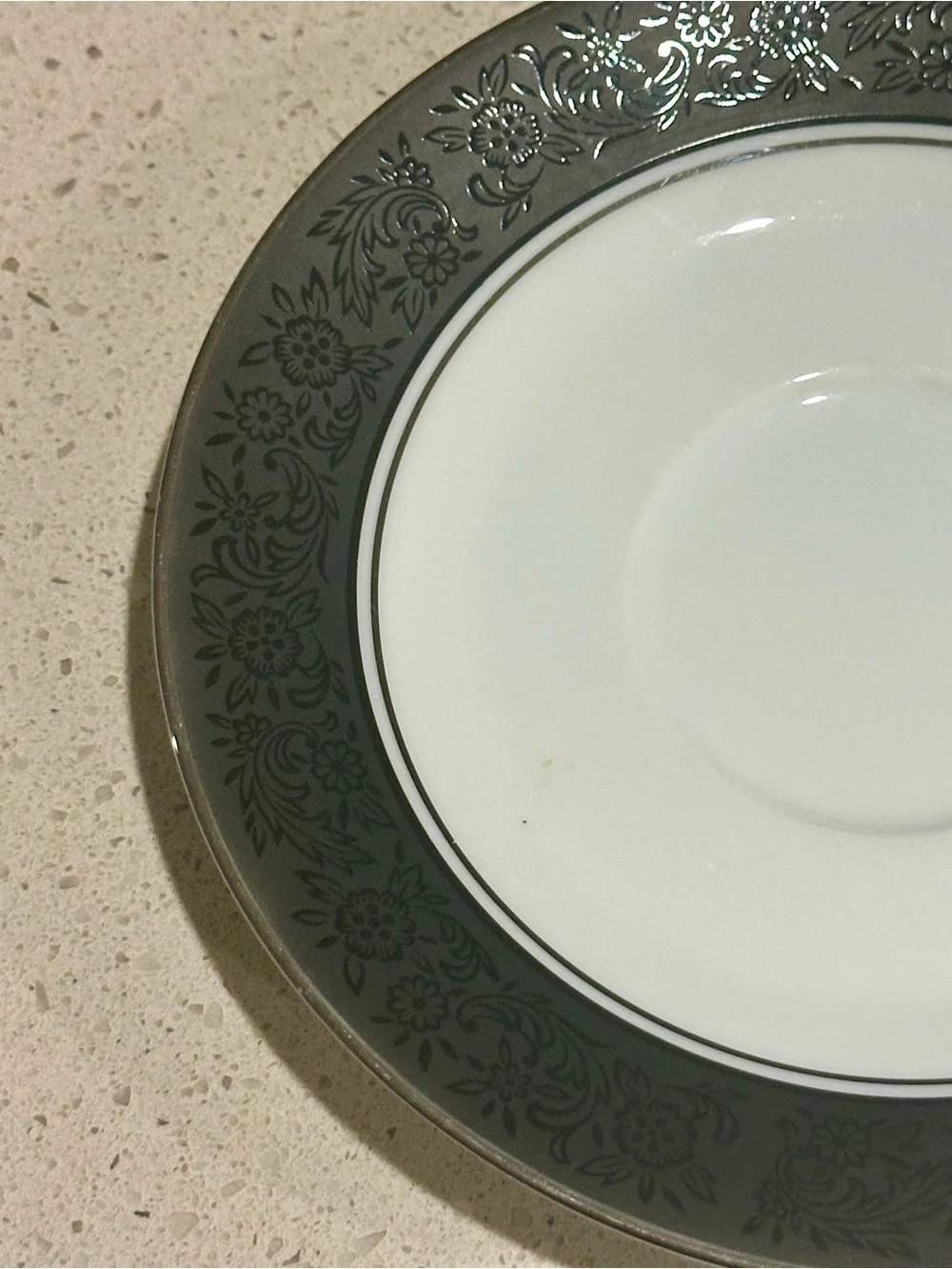 Noritake White and Black Porcelain Teacup and Saucer Set